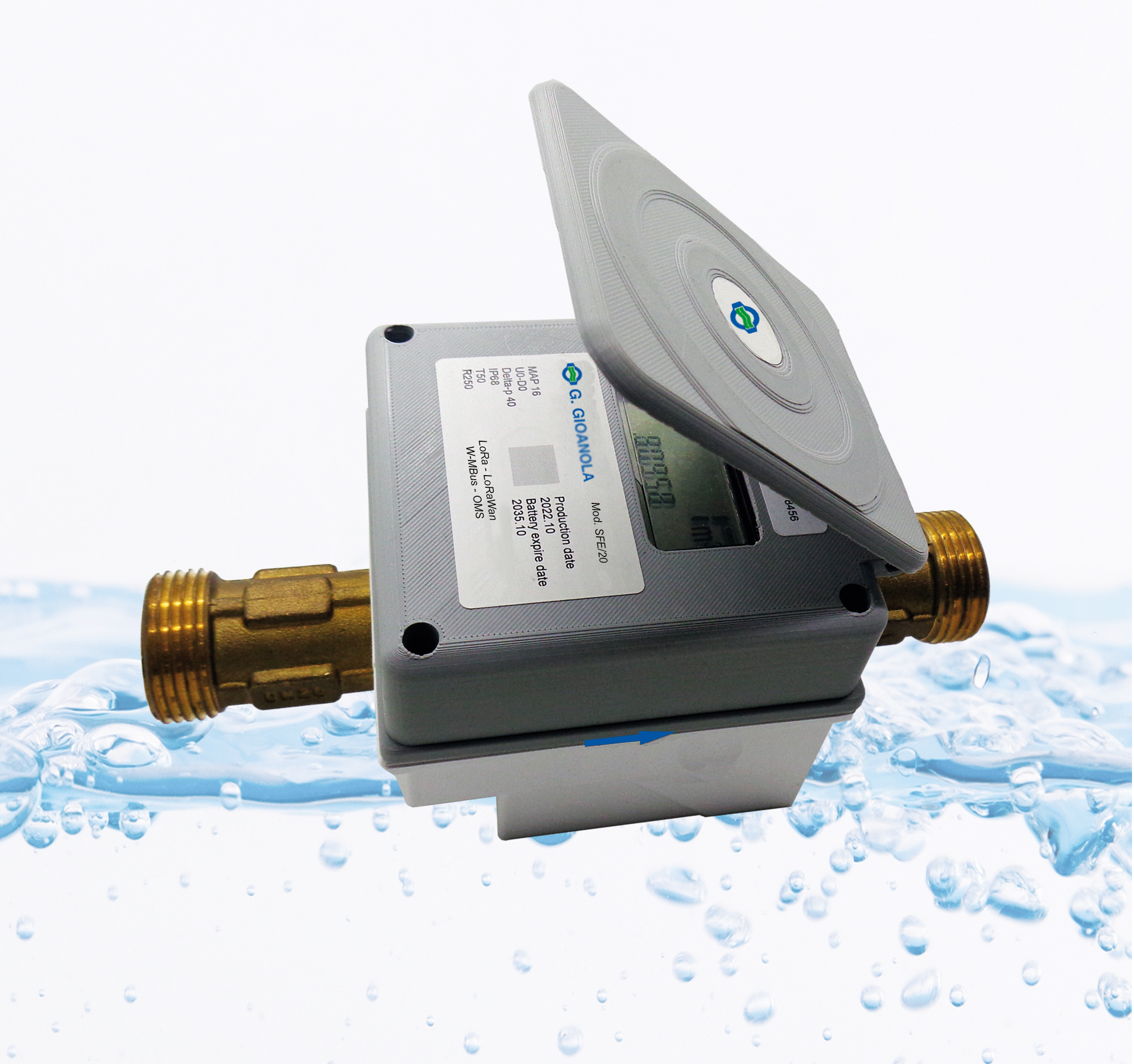 Ultrasonic flowmeter, MID approval MI001 with integrated wireless communication LoraWAN/W-Mbus OMS